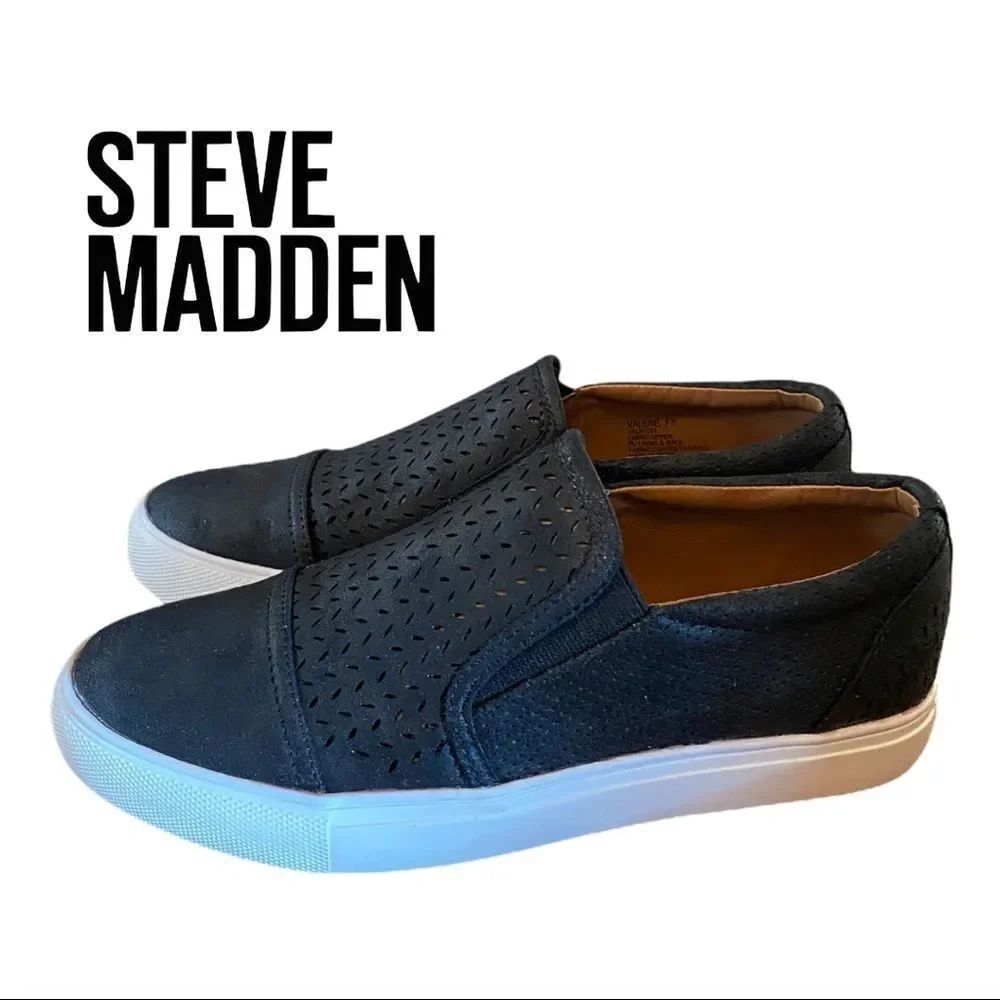 New in Box NIB Steve Madden Women's "Valene" Black Slip-on Sneakers 7.5